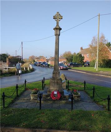 The wreath and war memorial - Remembrance Day 2020